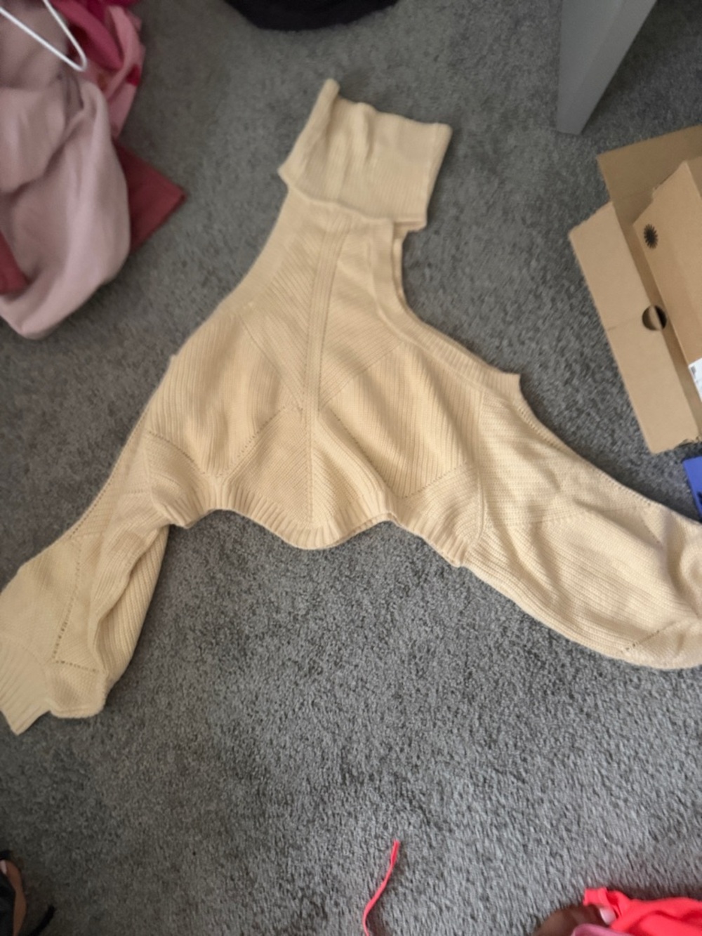 Fashion Nova Cream Off-the-Shoulder Cropped Turtleneck Sweater Bolero